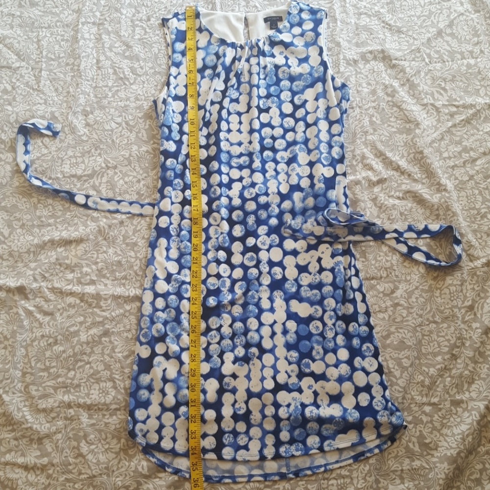 Ann Taylor Blue White Dot Sleeveless Summer Dress - Picture 3 of 6
